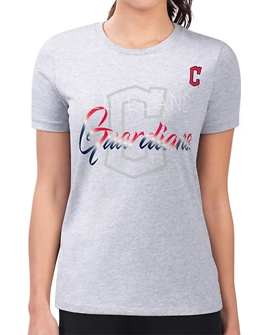G-iii 4Her by Carl Banks Women's Cleveland Guardians Shadow Logo Super-Slim Fit Graphic Short-Sleeve T-Shirt