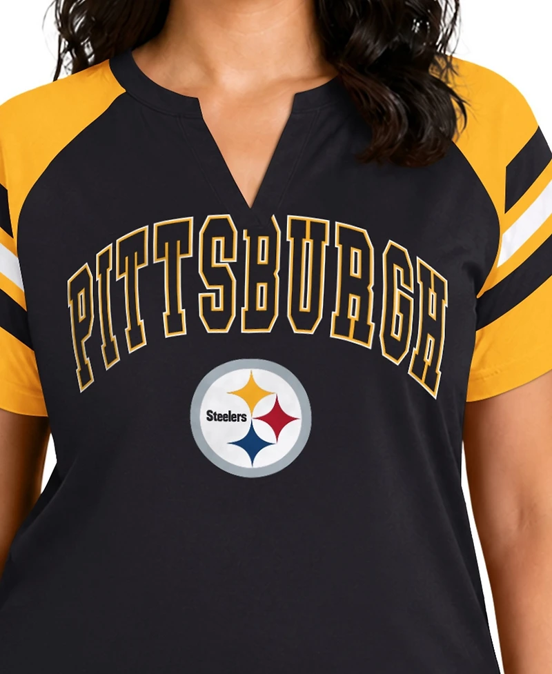 Starter Plus Pittsburgh Steelers Game On Notch-Neck Raglan T-Shirt