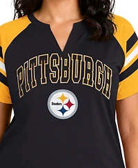 Starter Plus Pittsburgh Steelers Game On Notch-Neck Raglan T-Shirt