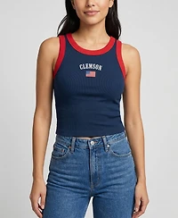 Women's Uscape Apparel Navy/Red Clemson Tigers Americana Wordmark Ribbed Tank Top