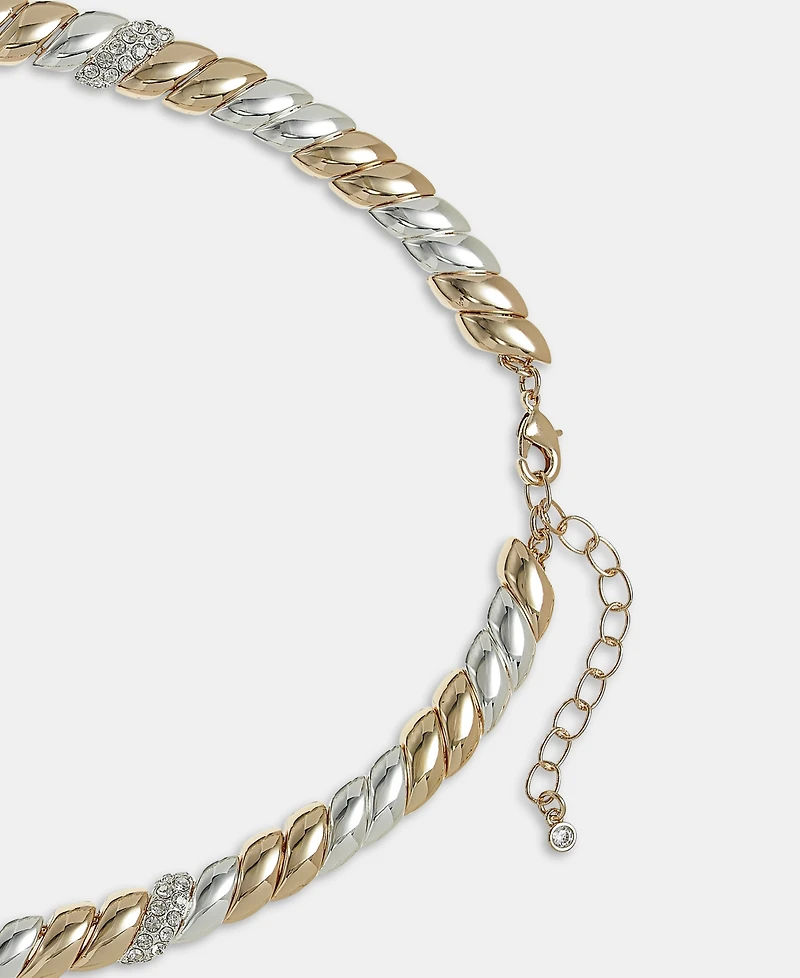 On 34th Crystal Stone Two-Tone Necklace, 16" + 2" extender, Macy's Exclusive