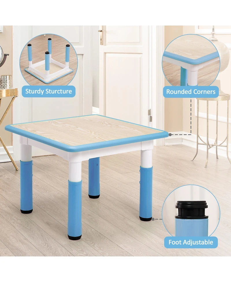 homfan Kids Table and 4 Chairs Set, 5-Piece Height Adjustable Toddler Activity Play Table Set, Non-Slip Feet, Graffiti Desktop for Classroom, Home