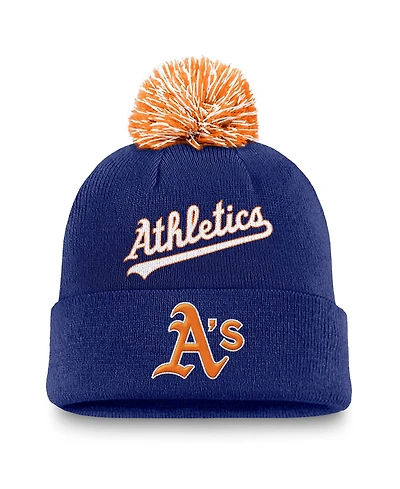 Men's Nike Royal Athletics Peak Cuffed Knit Hat with Pom