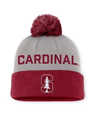 Men's Nike Gray/Cardinal Stanford Cardinal Primetime Peak Cuffed Knit Hat with Pom