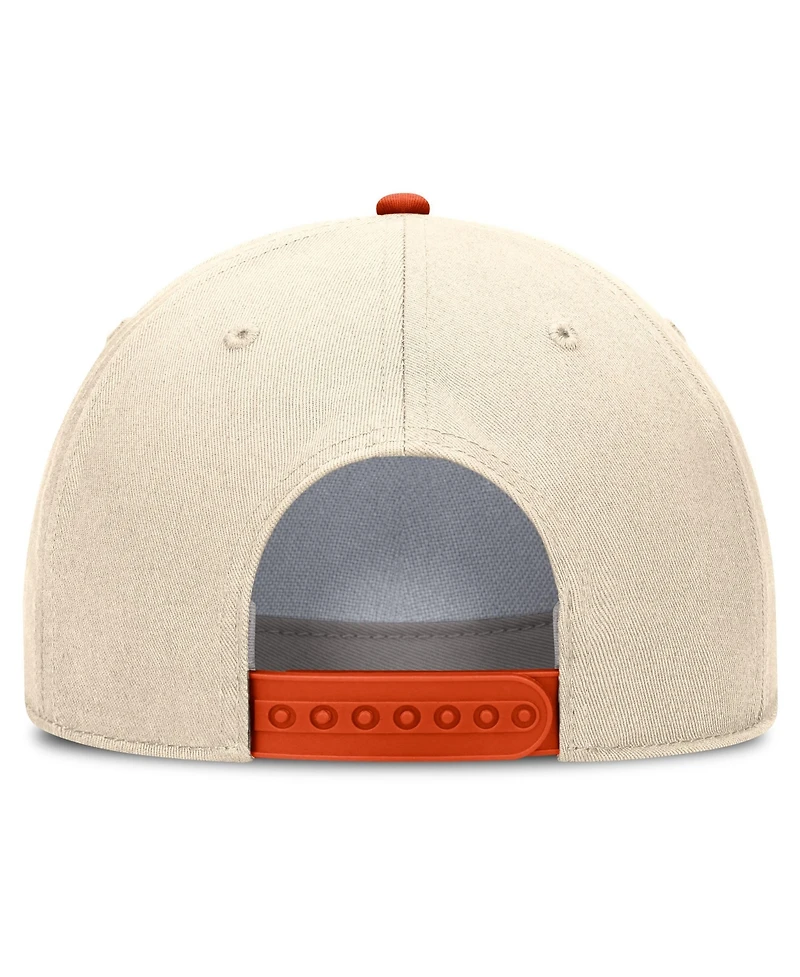 Men's and Women's Nike Natural Clemson Tigers 2026 Primetime Natural 5-Panel Rope 2-Tone Rise Hat