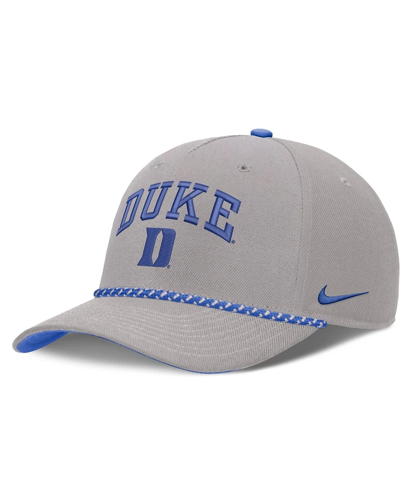 Men's and Women's Nike Gray Duke Blue Devils Primetime Rise Rope Adjustable Hat