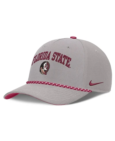 Men's and Women's Nike Gray Florida State Seminoles Primetime Rise Rope Adjustable Hat