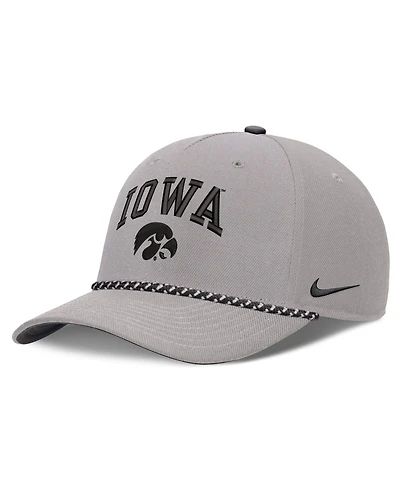 Men's and Women's Nike Gray Iowa Hawkeyes Primetime Rise Rope Adjustable Hat
