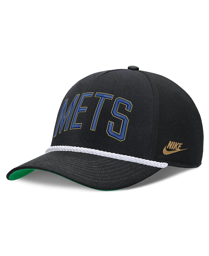Men's Nike Black New York Mets Cooperstown Collection Rise Adjustable Hat