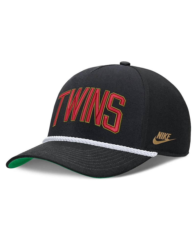 Men's Nike Black Minnesota Twins Cooperstown Collection Rise Adjustable Hat