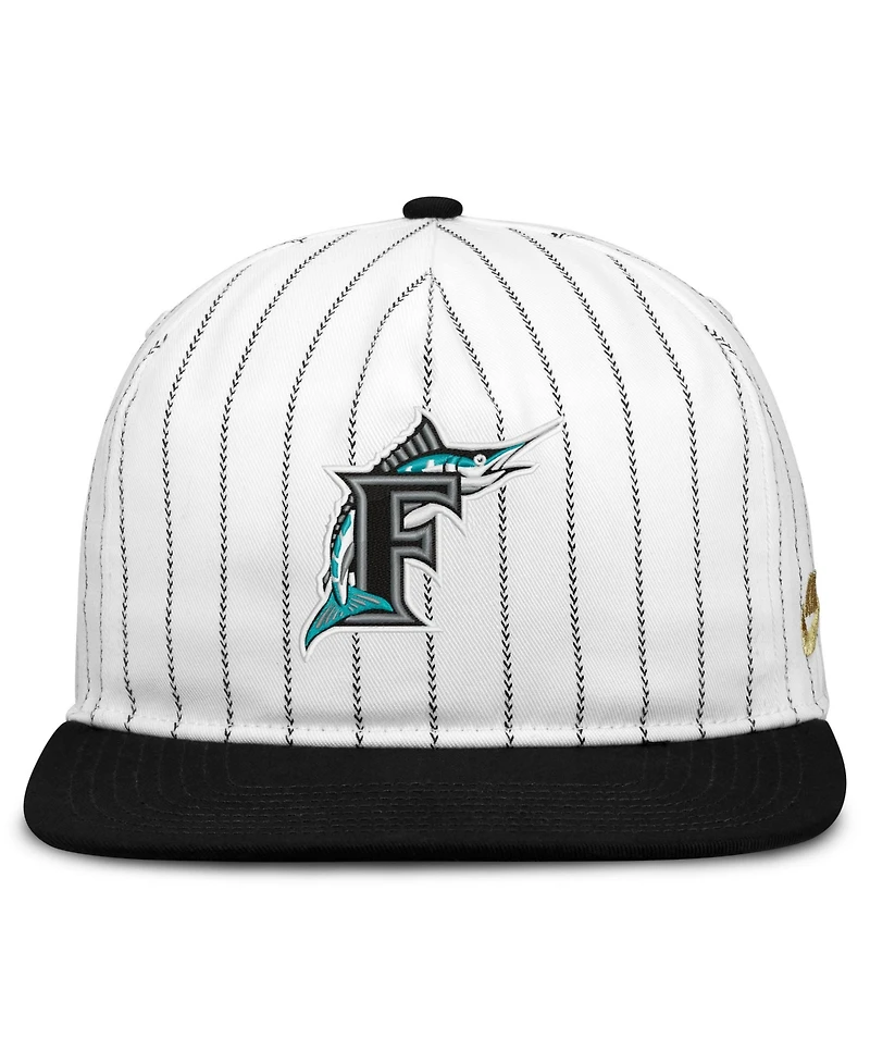 Men's Nike White/Black Florida Marlins Cooperstown Collection Pro Adjustable Hat