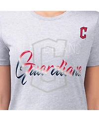 G-iii 4Her by Carl Banks Women's Cleveland Guardians Shadow Logo Super-Slim Fit Graphic Short-Sleeve T-Shirt