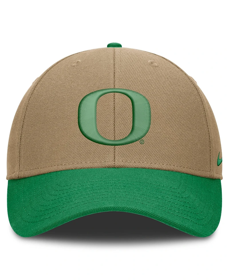 Men's and Women's Nike Beige/Green Oregon Ducks Primetime Rise Dri-fit Adjustable Hat