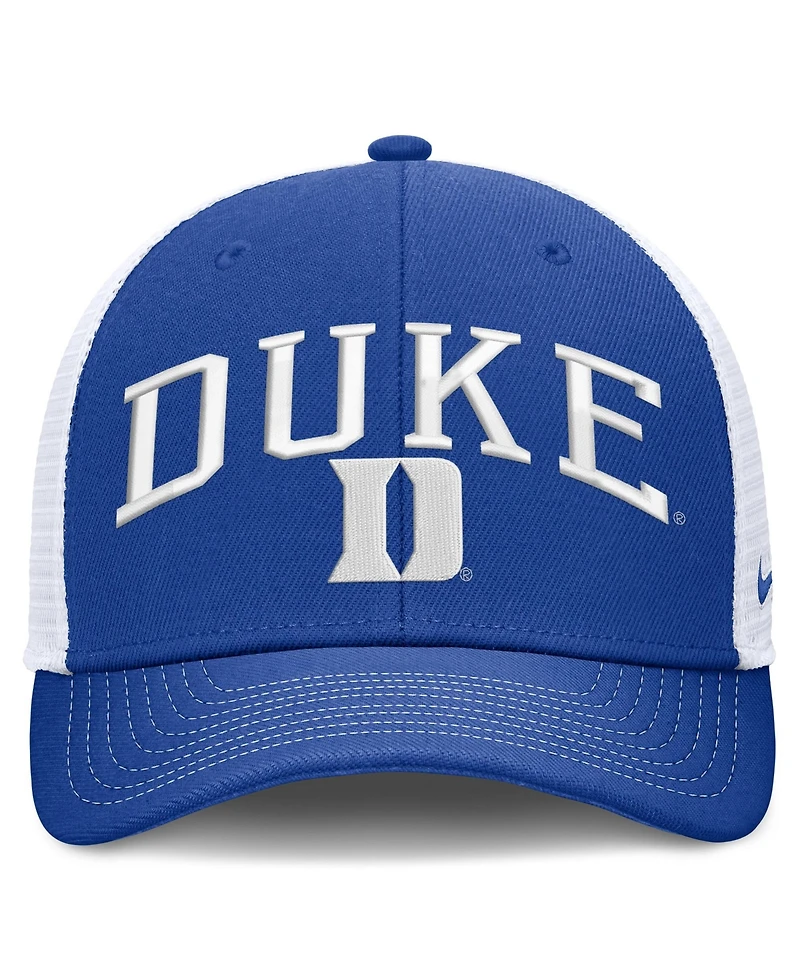 Nike Men's and Women's Royal/White Duke Blue Devils Primetime Arched Trucker Adjustable Hat