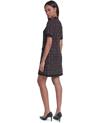Karl Lagerfeld Paris Women's Tweed A-Line V-Neck Dress