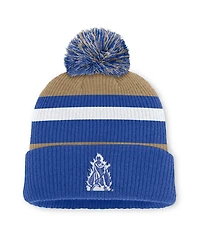 Men's and Women's Nike Royal/Beige Duke Blue Devils Legacy Striped Cuffed Knit Hat with Pom
