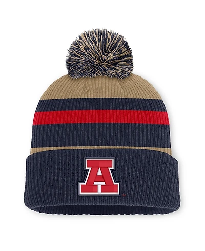 Men's and Women's Nike Navy/Beige Arizona Wildcats Legacy Striped Cuffed Knit Hat with Pom