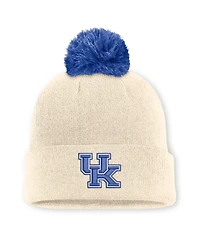 Men's and Women's Nike Natural Kentucky Wildcats Campus Prep Script Cuffed Knit Hat with Pom