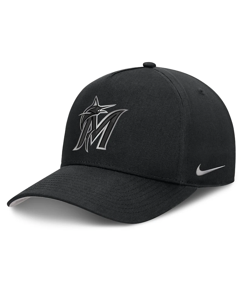 Men's Nike Black Miami Marlins Rise Dri-fit A-Frame Adjustable Hat