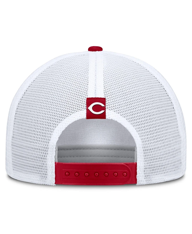 Men's Nike Khaki/Red Cincinnati Reds Rise A-Frame Trucker Adjustable Hat