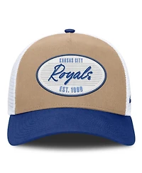 Men's Nike Khaki/Royal Kansas City Royals Rise A-Frame Trucker Adjustable Hat