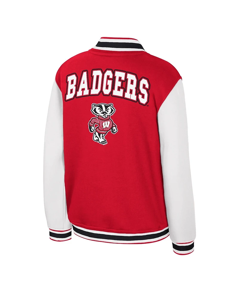 Colosseum Big Boys and Girls Red Wisconsin Badgers Grand Tour Full-Zip Bomber Jacket