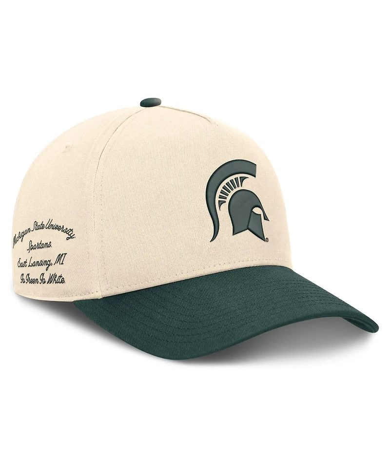 Nike Men's and Women's Natural/Green Michigan State Spartans Campus Prep Rise Adjustable Hat