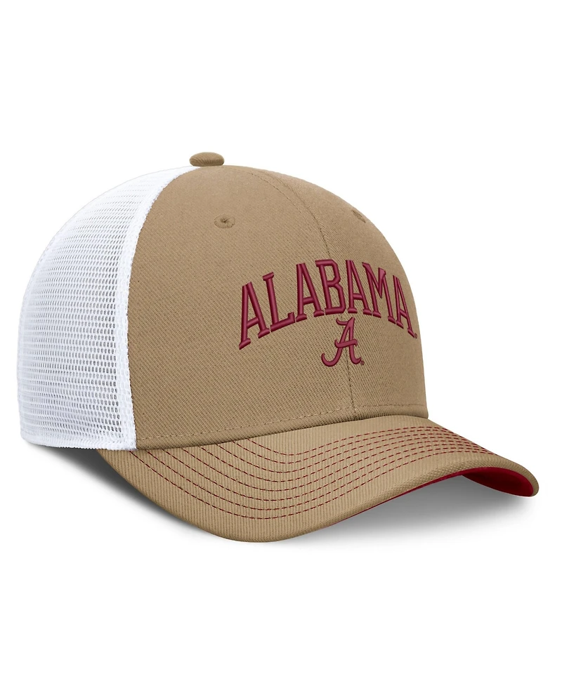 Nike Men's and Women's Beige/Crimson Alabama Crimson Tide Primetime Arched Trucker Adjustable Hat