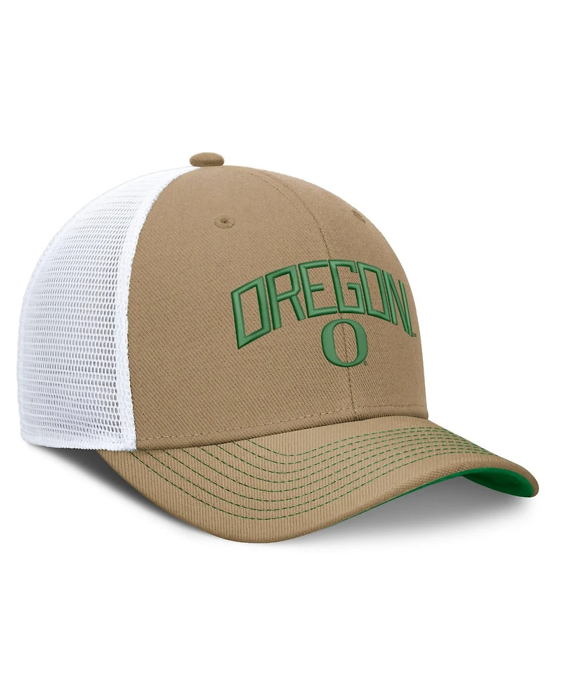 Nike Men's and Women's Beige/Green Oregon Ducks Primetime Arched Trucker Adjustable Hat