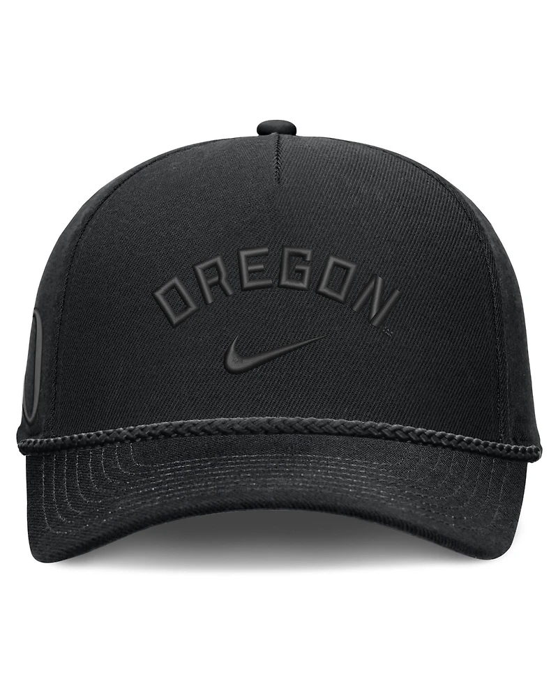 Nike Men's and Women's Black Oregon Ducks Campus Prep Tonal Rope Rise 5-Panel Adjustable Hat