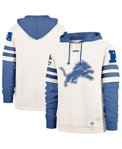 47 Brand Men's Cream Detroit Lions Split Zone Cornerback Duo Lacer Hoodie