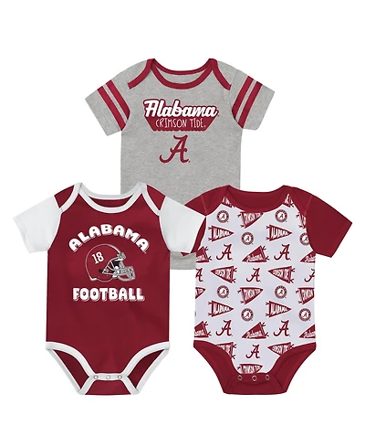 Baby Boys and Girls Outerstuff Crimson Alabama Tide Star Player Three-Piece Bodysuit Set