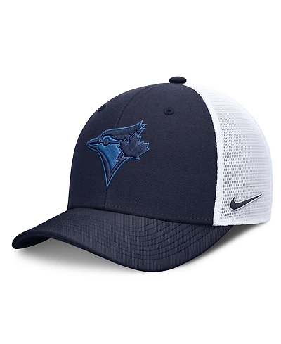 Nike Men's Navy/White Toronto Blue Jays Tonal Rise Trucker Dri-fit Adjustable Hat
