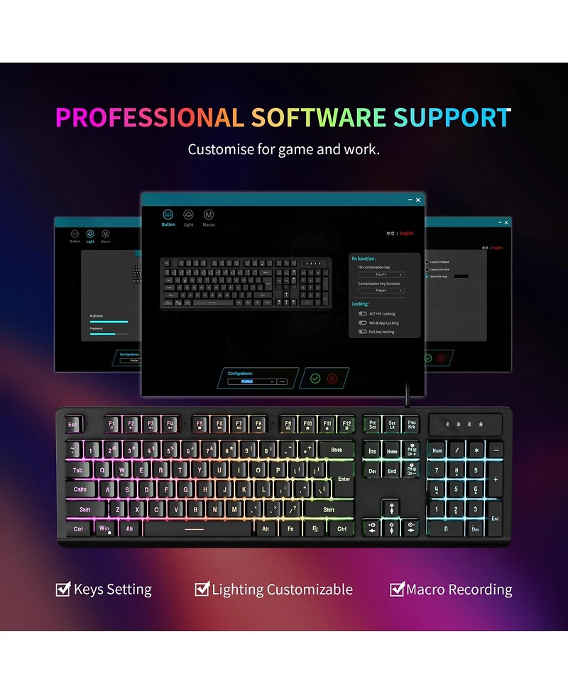 Lofree Wired Anti-Ghosting Rgb Backlighting Gaming Keyboard and Mouse Combo