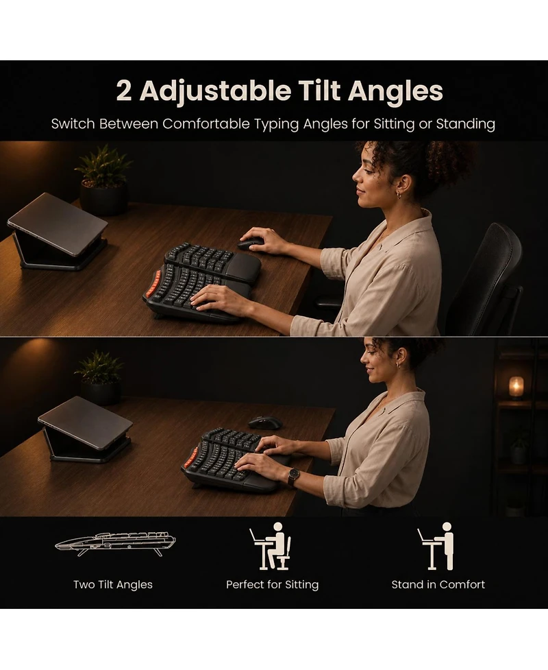 Lofree Wireless Ergonomic Adjustable Keyboard and Mouse Combo, Compatible with Windows macOS
