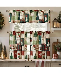 Kate Aurora Holiday Living Complete Classic Merry Christmas 3 Pc Kitchen Curtain Tier And Valance Set