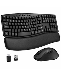 Lofree Wireless Keyboard Mouse Set Quiet Ergonomic Wave Design Leather Wrist Rest Productivity Shortcuts