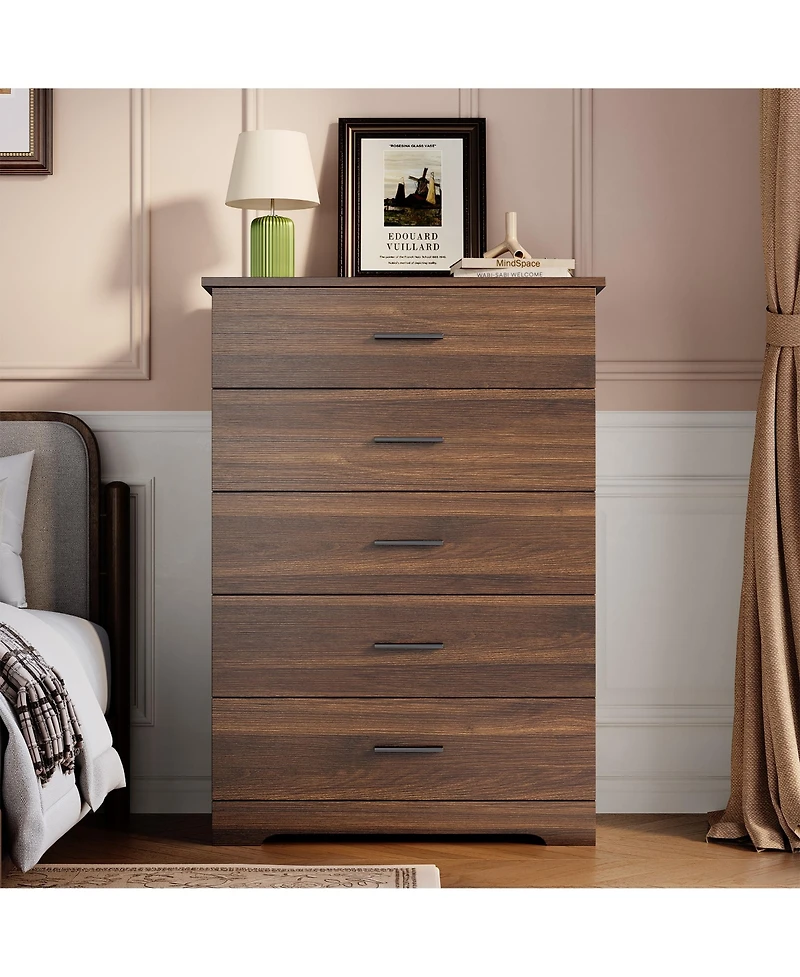 Gaomon 2 Set of 5 Drawer Dresser for Bedroom, 47" Tall Chest Drawers, Modern with Metal Handles, Storage Organizer.