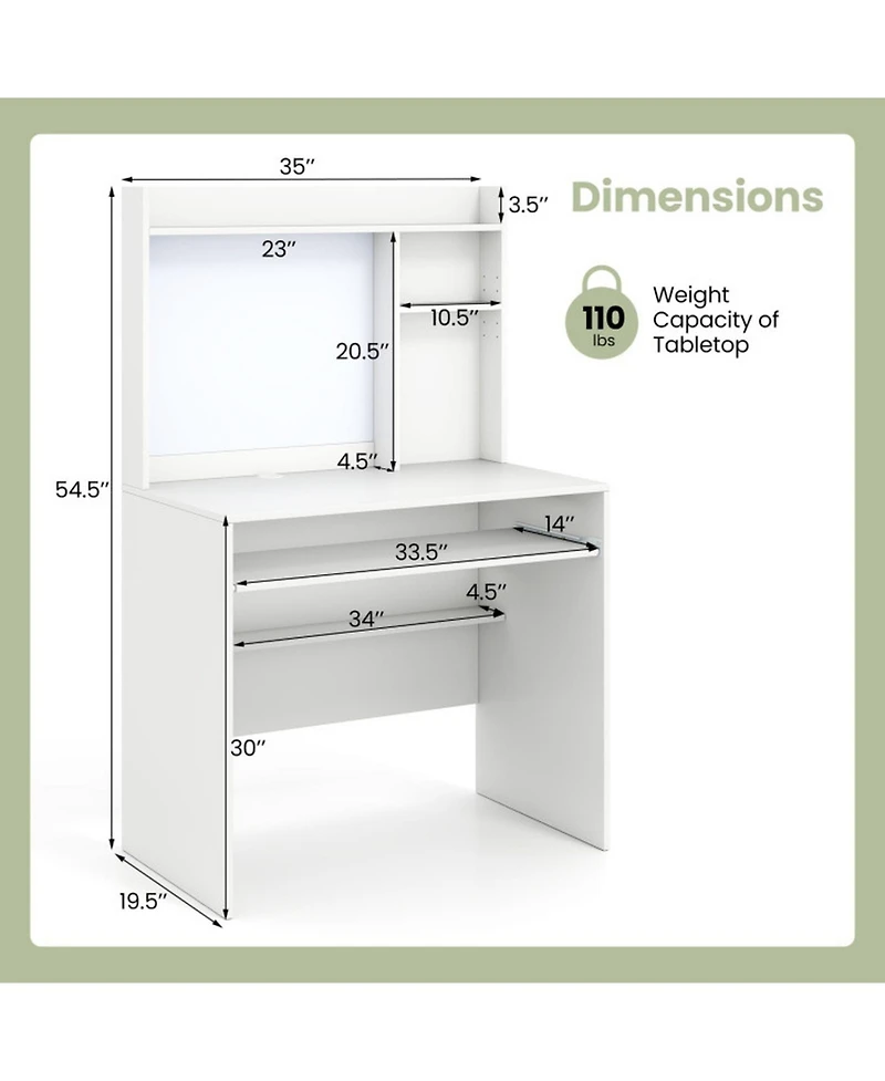 Sugift Compact Computer Desk with Hutch and Magnetic board