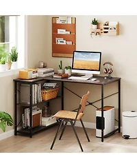 Sugift 47-Inch L-Shaped Reversible Corner Desk with Adjustable Storage Shelves