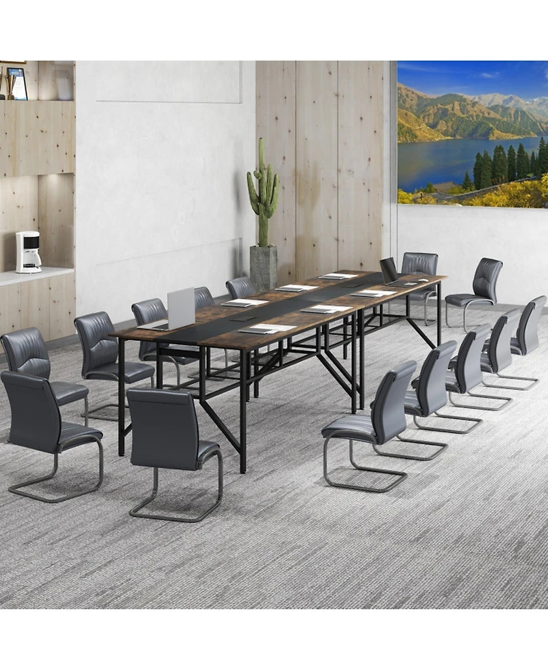 Sugift 71-Inch Rectangular Conference Table with Mesh Storage Shelf