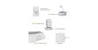 Tessan Flat Plug Power Strip with Usb-c Charging, 10 Feet, 8 Outlets for Phones, Tablets and Other Personal Devices