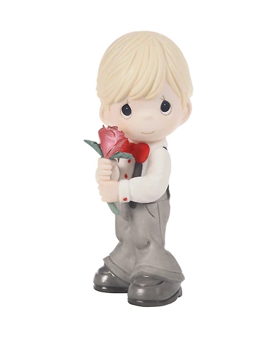 Precious Moments Boy Holding Rose Figurine