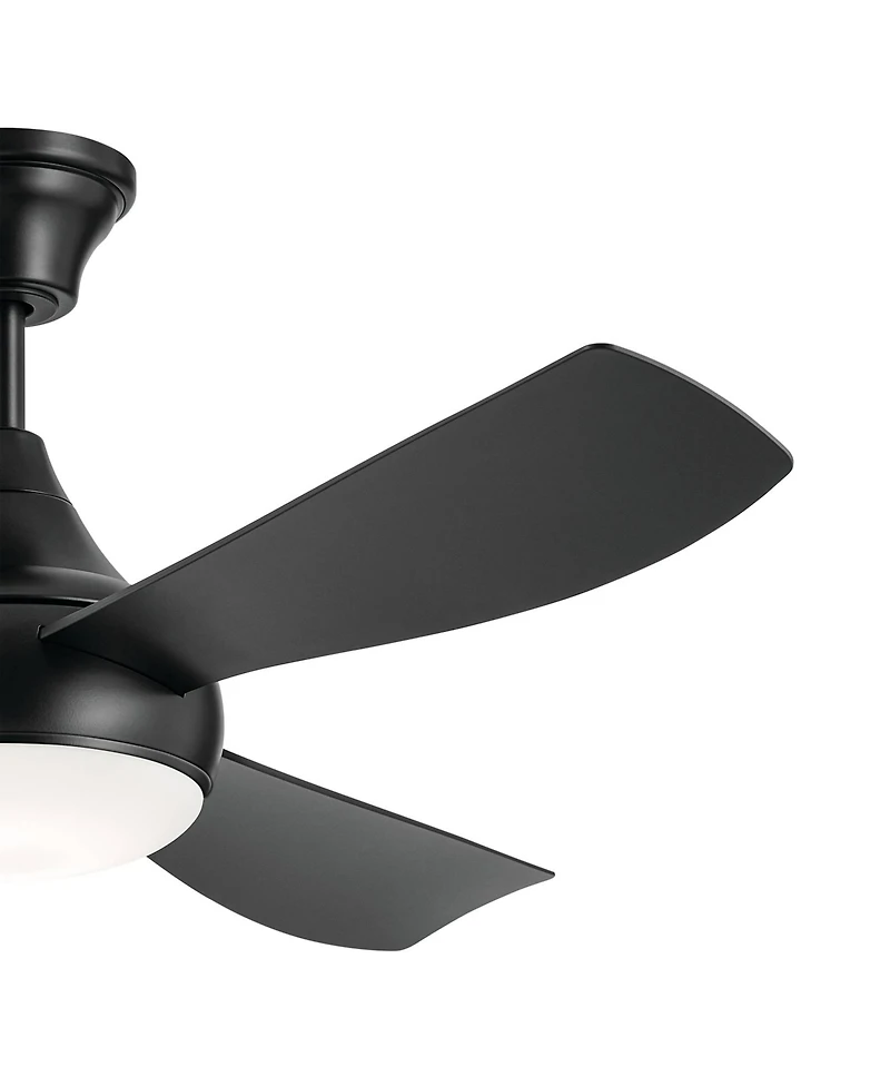 54" Kichler Ample Satin Black Led Outdoor Ceiling Fan with Remote