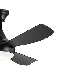 54" Kichler Ample Satin Black Led Outdoor Ceiling Fan with Remote