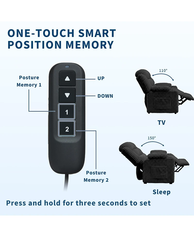 Power Recliner Chair 360 degree Swivel 26 Inch Seat for Adults, Adjustable Reclining Chair with Dual Cup Holders Side Pocket for Living Room, Bedroom