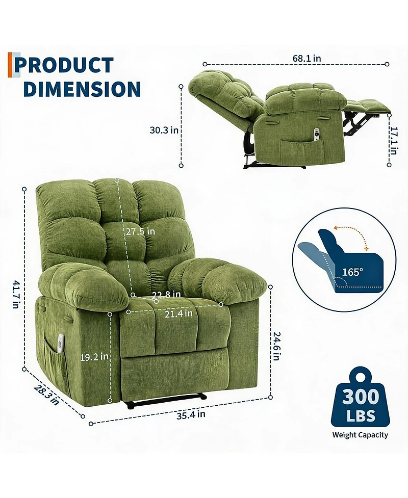 30x26x20 In Rocking Chair with Chenille Upholstery, Iron Frame Lounge Sofa for Living Room Bedroom Reading Relaxation, Green/Grey/Beige
