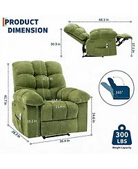 30x26x20 In Rocking Chair with Chenille Upholstery, Iron Frame Lounge Sofa for Living Room Bedroom Reading Relaxation, Green/Grey/Beige