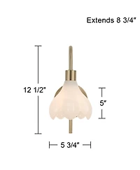 Possini Euro Design Possini Euro Magnolia 12 1/2" High Aged Brass Cloud Glass Wall Sconce