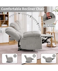 Oversized Recliner Chair for Adults Ergonomic Manual Recliner, Extra Wide Upholstery Comfortable Lounge Sofa for Living Room Bedroom for Elderly